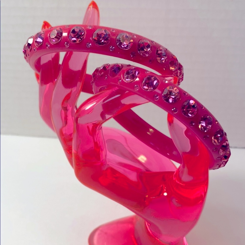 Pink Rhinestone Bangle Bracelets.  Vintage style jewelry.  Sold individually